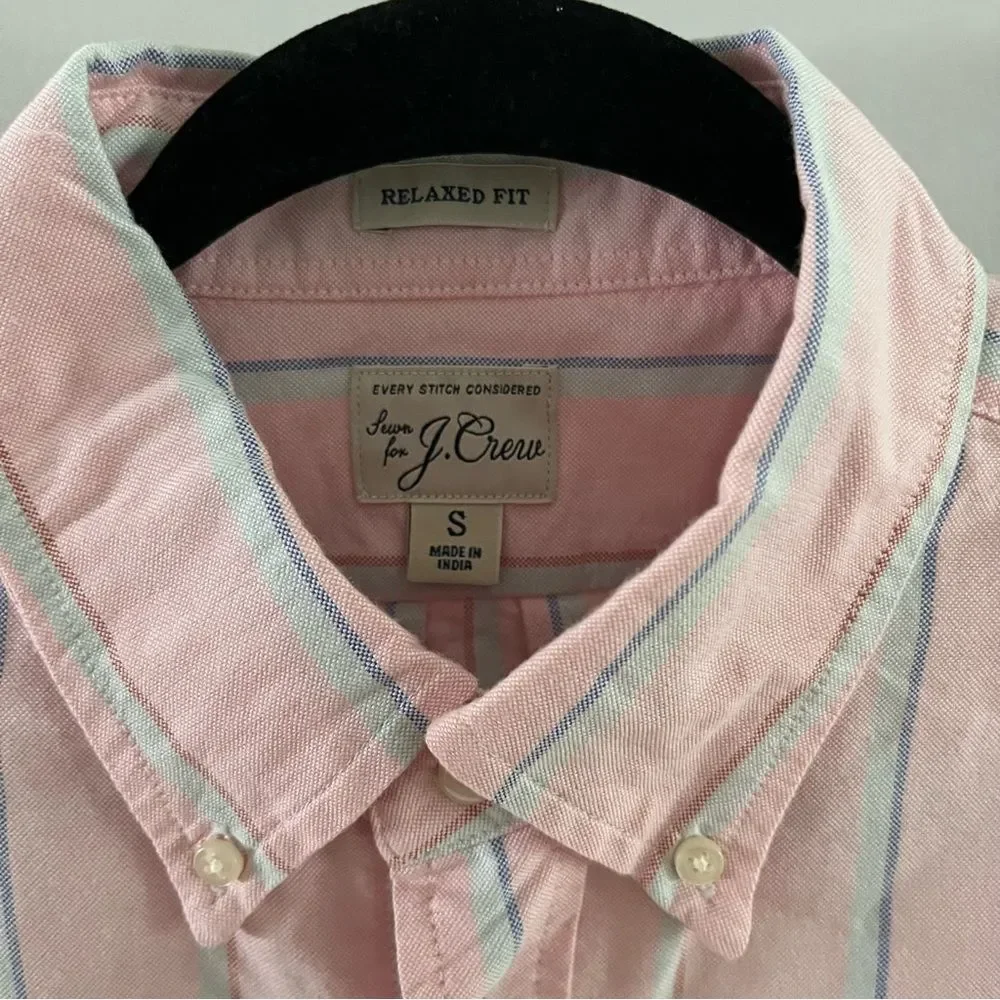 J Crew Relaxed Fit Washed Cotton Poplin Shirt Button Front Mens Size Smalll